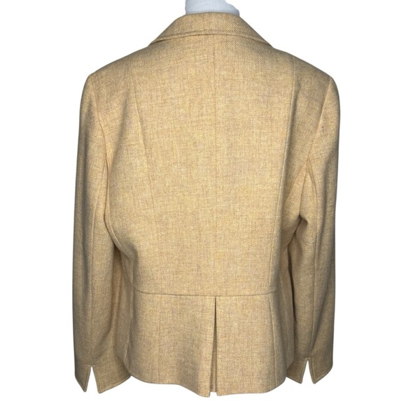 Talbots Women’s Pastel Yellow Pleated Button 100% Wool Blazer Women’s Size 1X - Picture 4 of 16